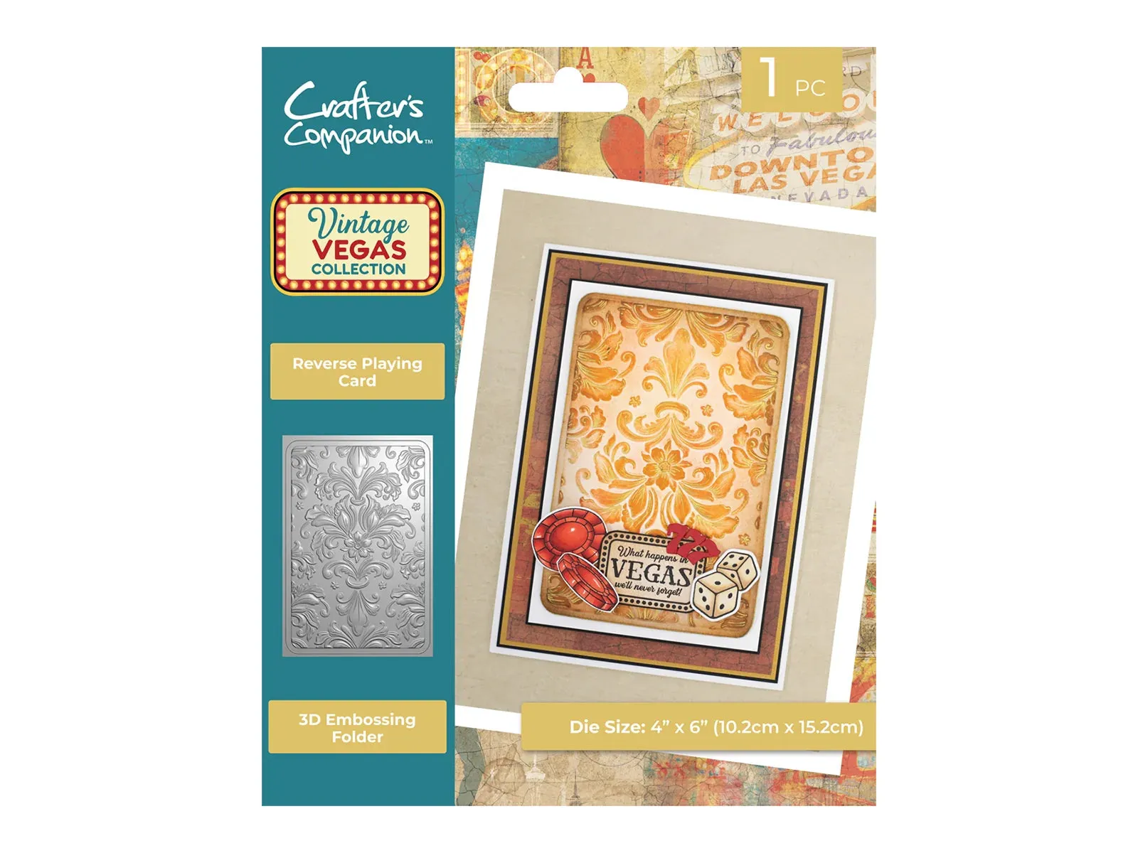 Vintage Vegas 6”x4” 3D Embossing Folder - Reverse Playing Card 